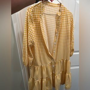 Shein yellow plaid summer dress